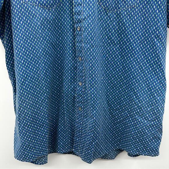 Vintage Wrangler Diamond Print Pearl Snap Button Down‎ Wrancher Shirt Sz XL - Picture 3 of 8